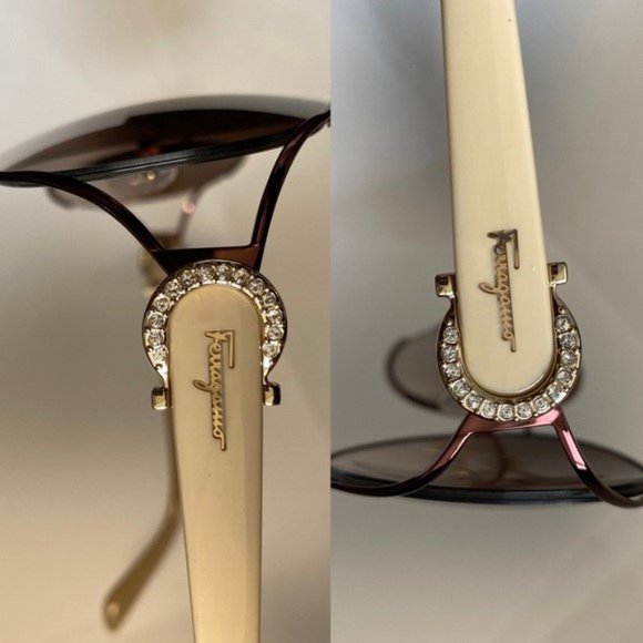 Salvatore Ferragamo oval sunglasses with rhinestones. main image 6